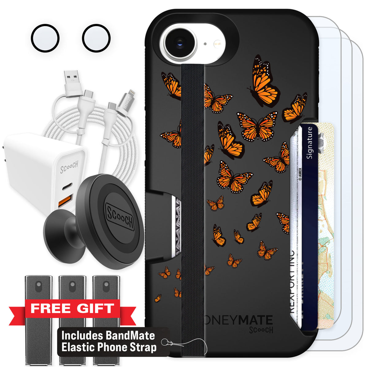 Scooch Moneymate Monarch Flight for iPhone 16e — Ultimate Bundle