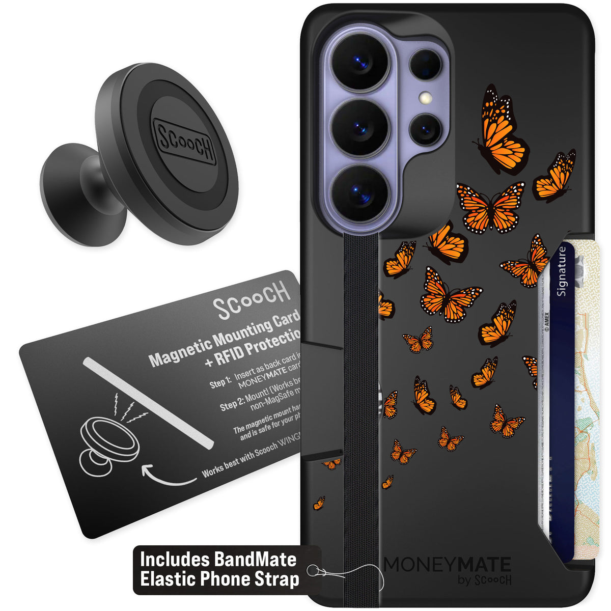 Scooch Moneymate Monarch Flight for Galaxy S26 Ultra — Starter Bundle