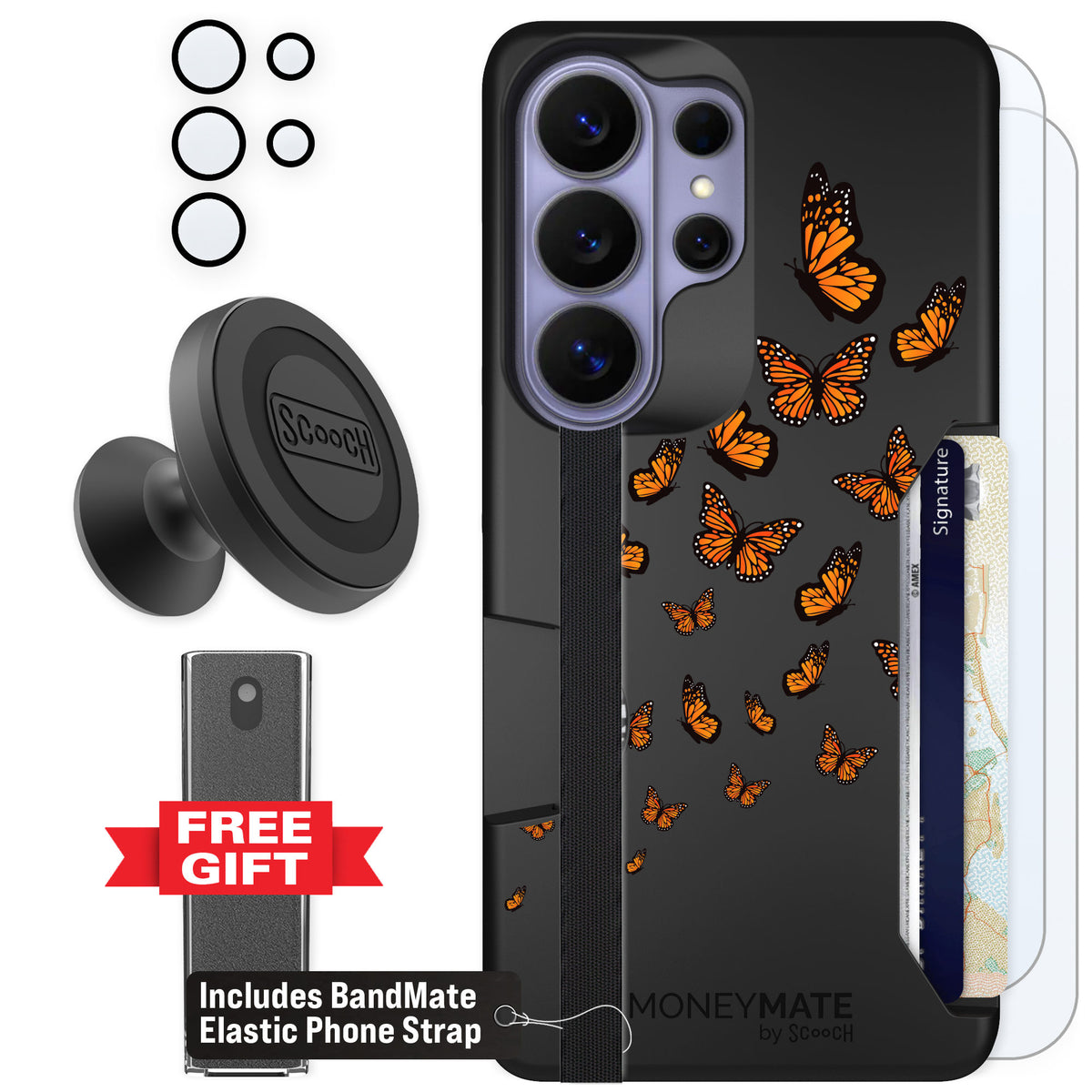 Scooch Moneymate Monarch Flight for Galaxy S26 Ultra — Defender Bundle