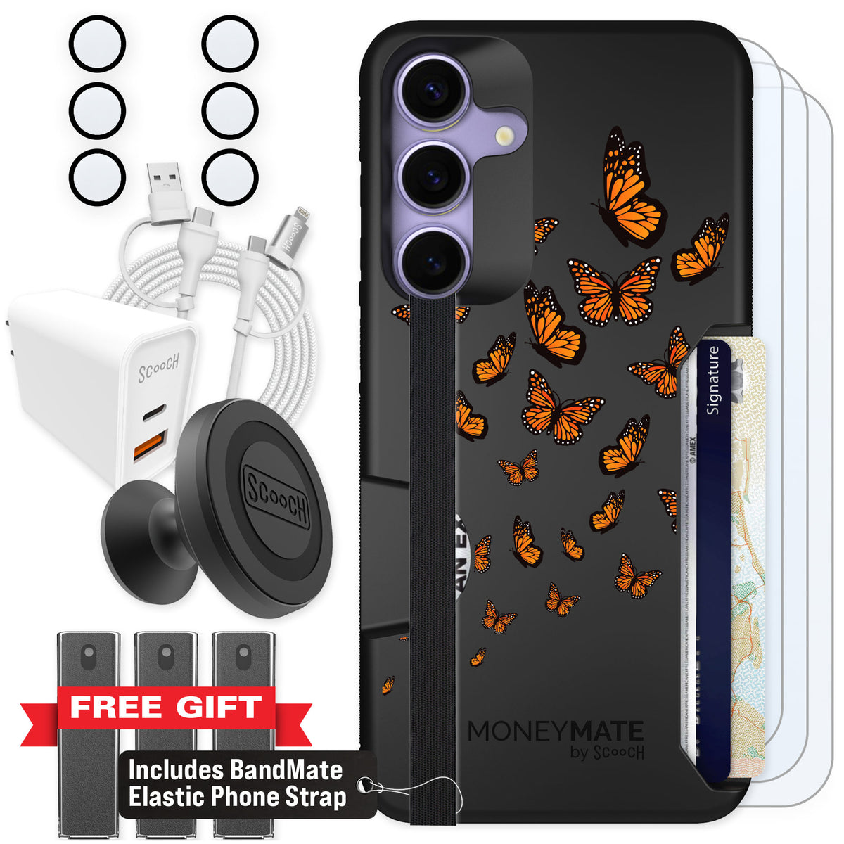 Scooch Moneymate Monarch Flight for Galaxy S25+ — Ultimate Bundle