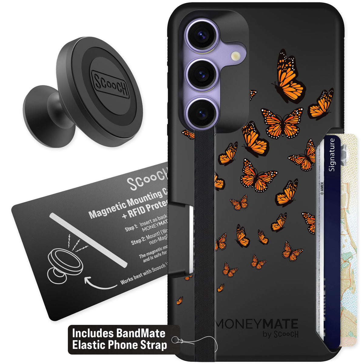 Scooch Moneymate Monarch Flight for Galaxy S25 — Starter Bundle