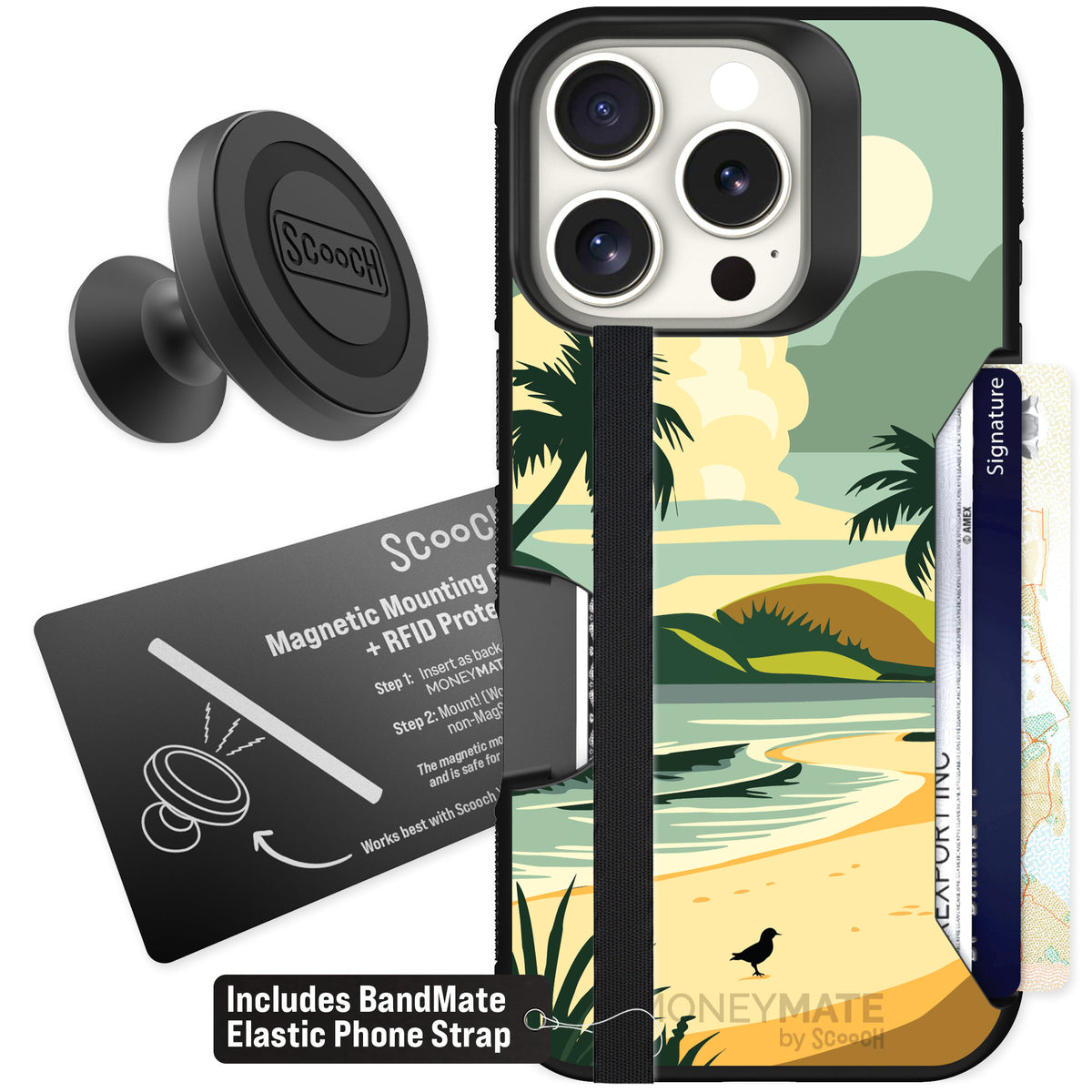 Scooch Moneymate Paradise Cove for iPhone 16 Pro — Starter Bundle