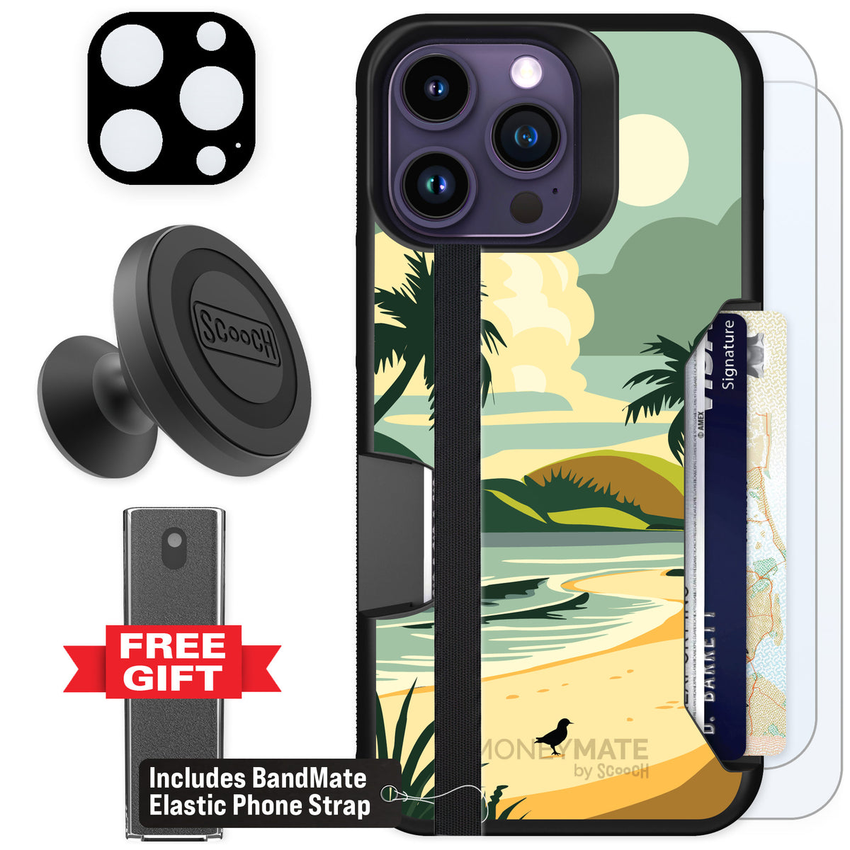 Scooch Moneymate Paradise Cove for iPhone 14 Pro Max — Defender Bundle