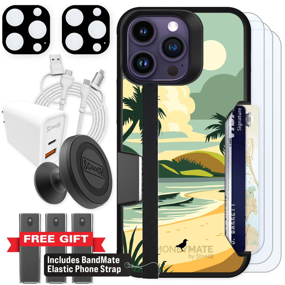 Scooch Moneymate Paradise Cove for iPhone 14 Pro Max — Ultimate Bundle