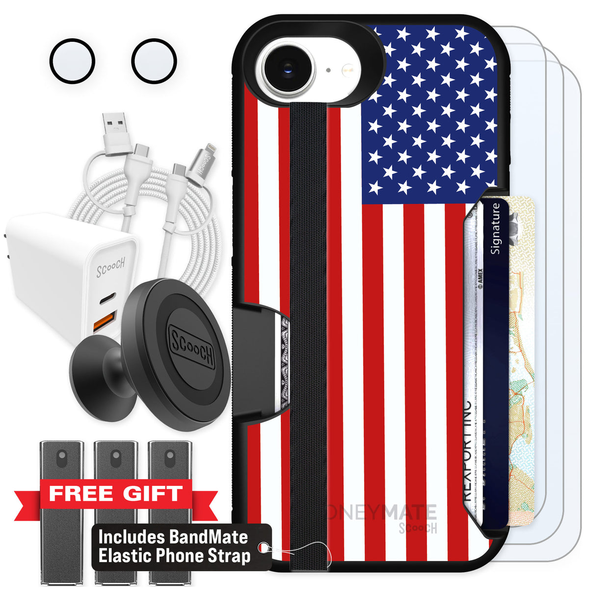 Scooch Moneymate Stars and Stripes for iPhone 17e — Ultimate Bundle