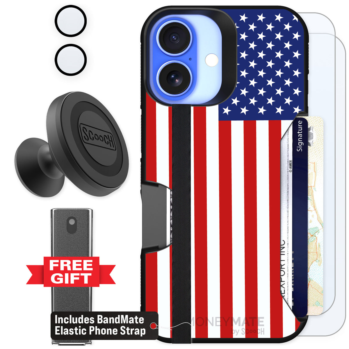 Scooch Moneymate Stars and Stripes for iPhone 16 — Defender Bundle