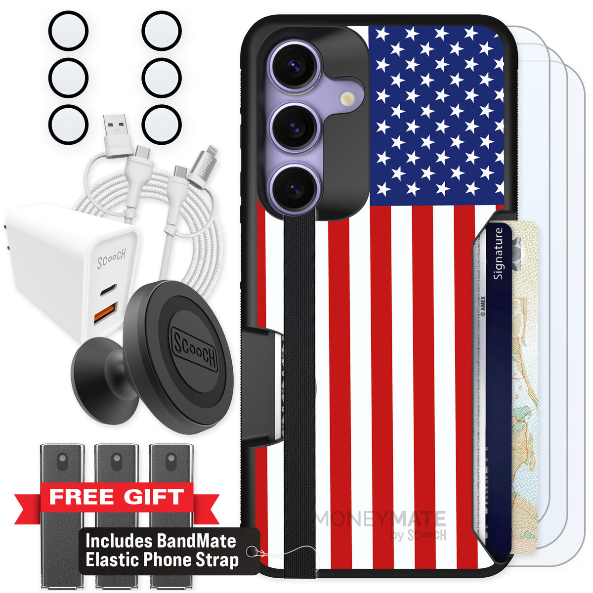 Scooch Moneymate Stars and Stripes for Galaxy S25 — Ultimate Bundle