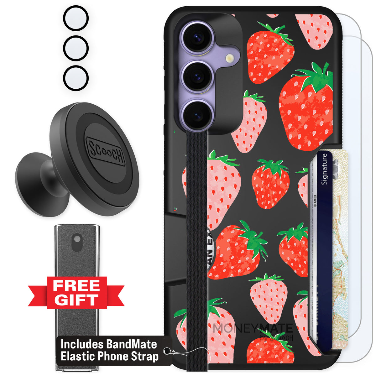 Scooch Moneymate Strawberry Fields for Galaxy S25+ — Defender Bundle