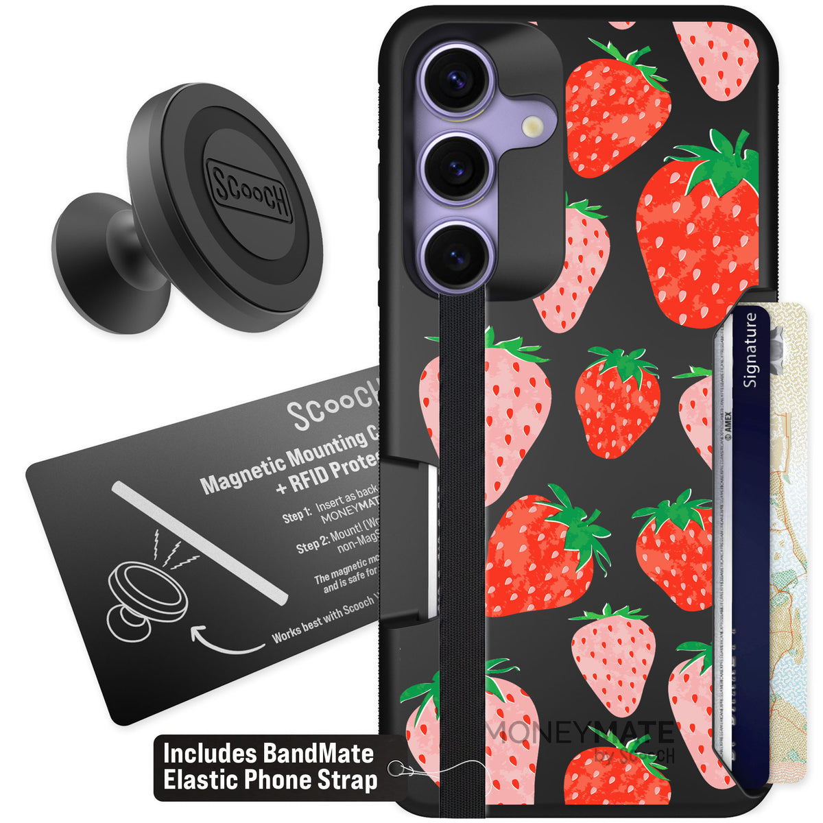 Scooch Moneymate Strawberry Fields for Galaxy S25 — Starter Bundle