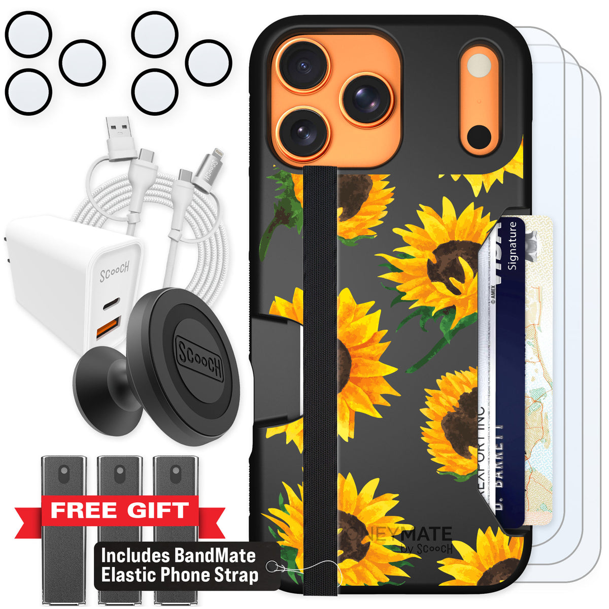 Scooch Moneymate Sunflower Frenzy for iPhone 17 Pro Max — Ultimate Bundle