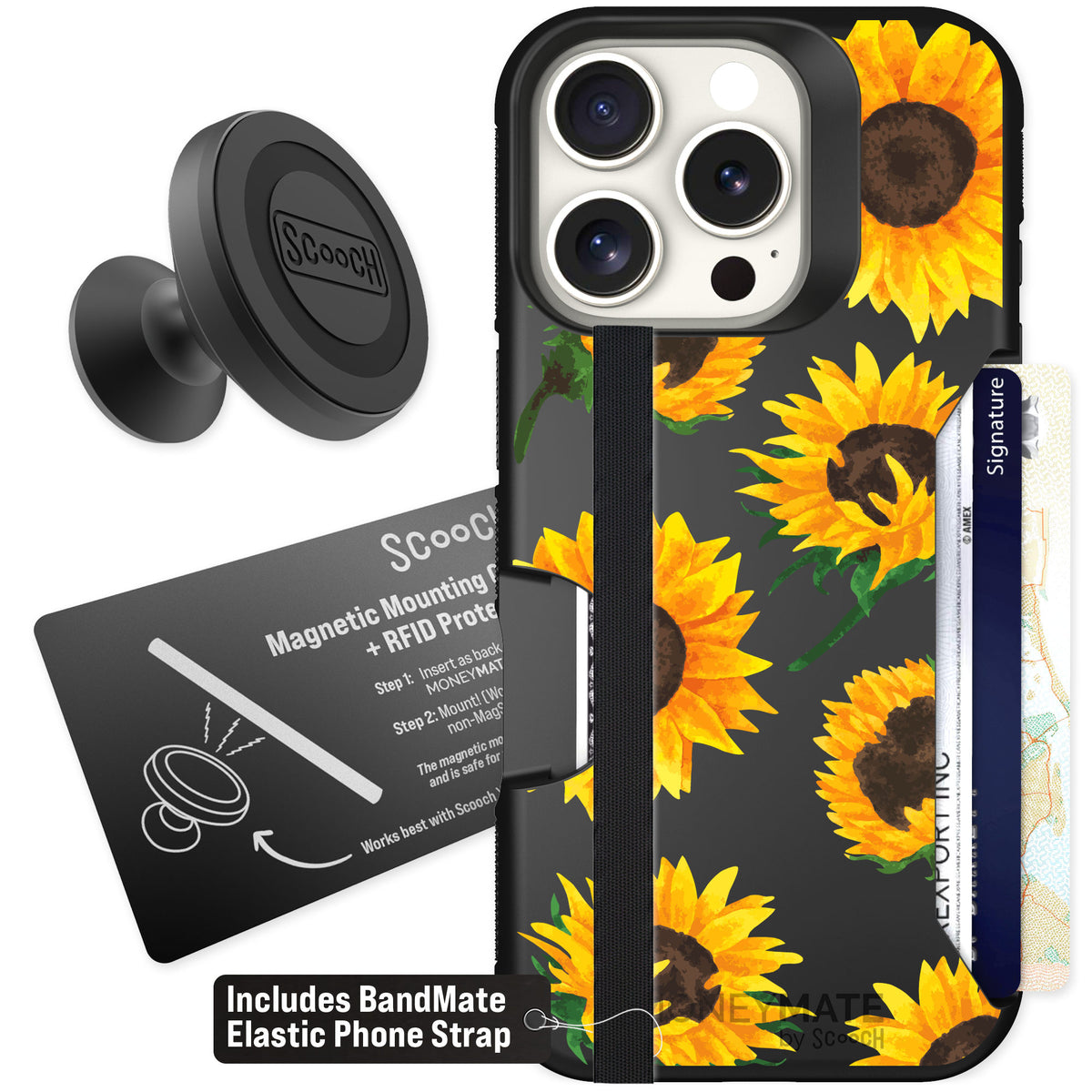 Scooch Moneymate Sunflower Frenzy for iPhone 16 Pro — Starter Bundle