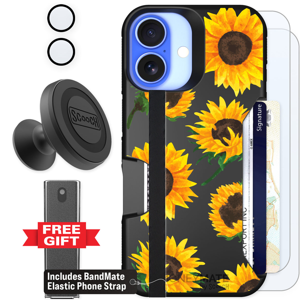 Scooch Moneymate Sunflower Frenzy for iPhone 16 — Defender Bundle