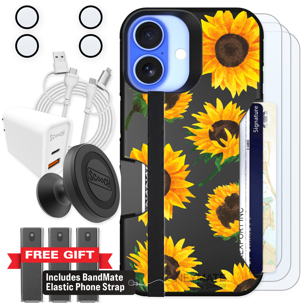 Scooch Moneymate Sunflower Frenzy for iPhone 16 — Ultimate Bundle