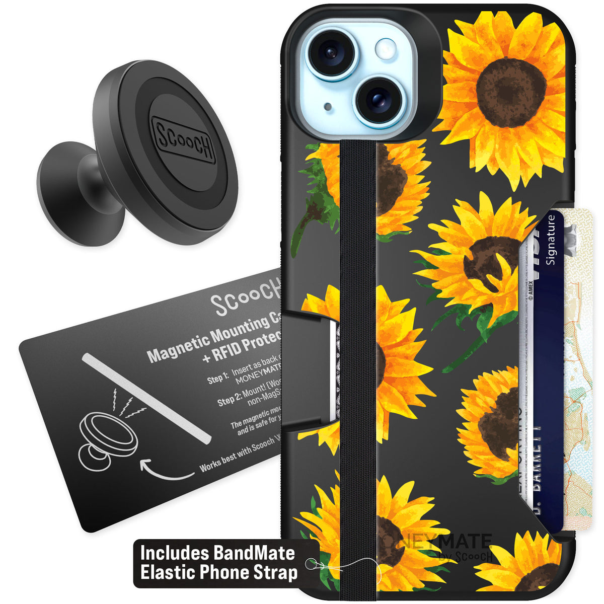Scooch Moneymate Sunflower Frenzy for iPhone 15 Plus — Starter Bundle