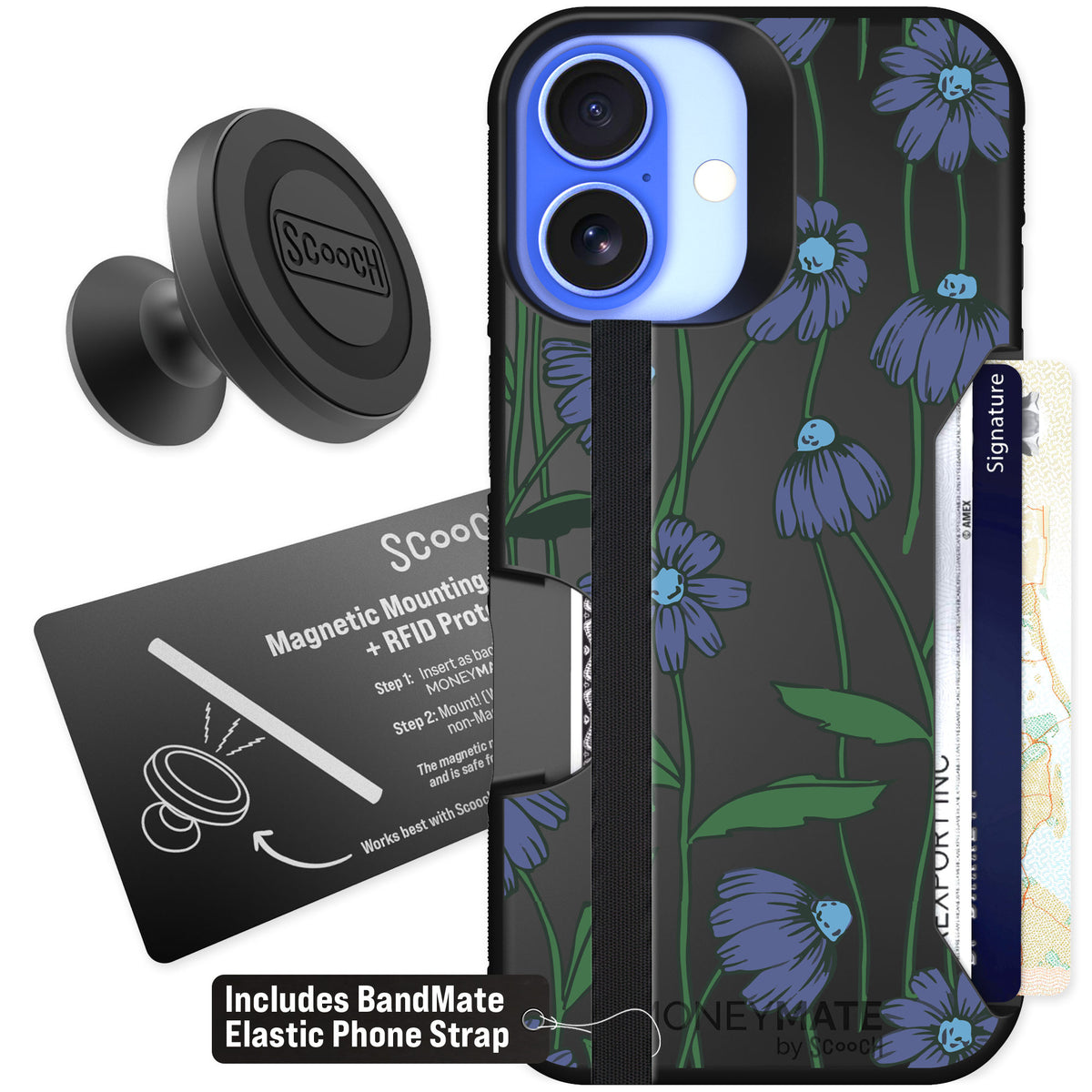 Scooch Moneymate Violet Daisy for iPhone 16 — Starter Bundle