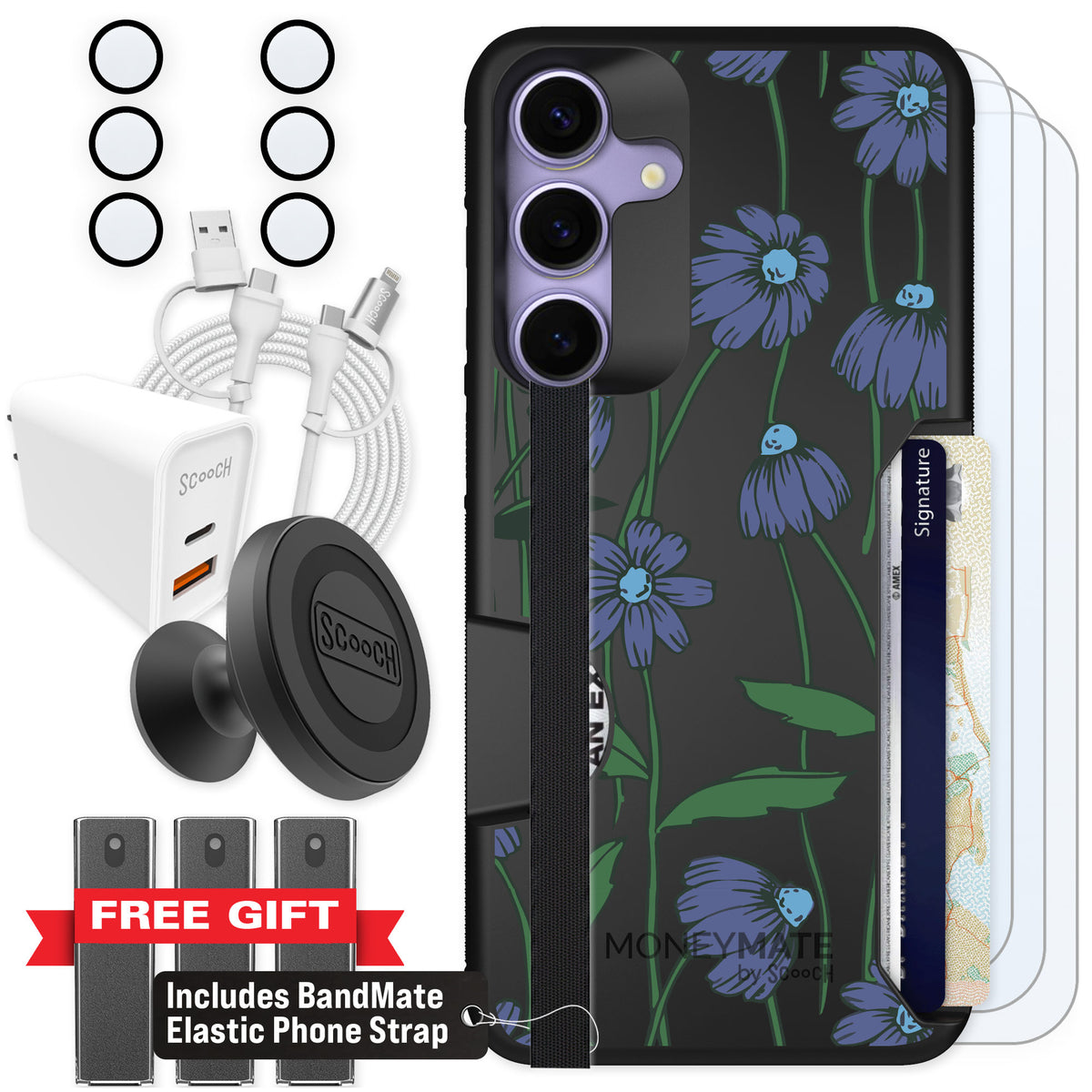 Scooch Moneymate Violet Daisy for Galaxy S25+ — Ultimate Bundle
