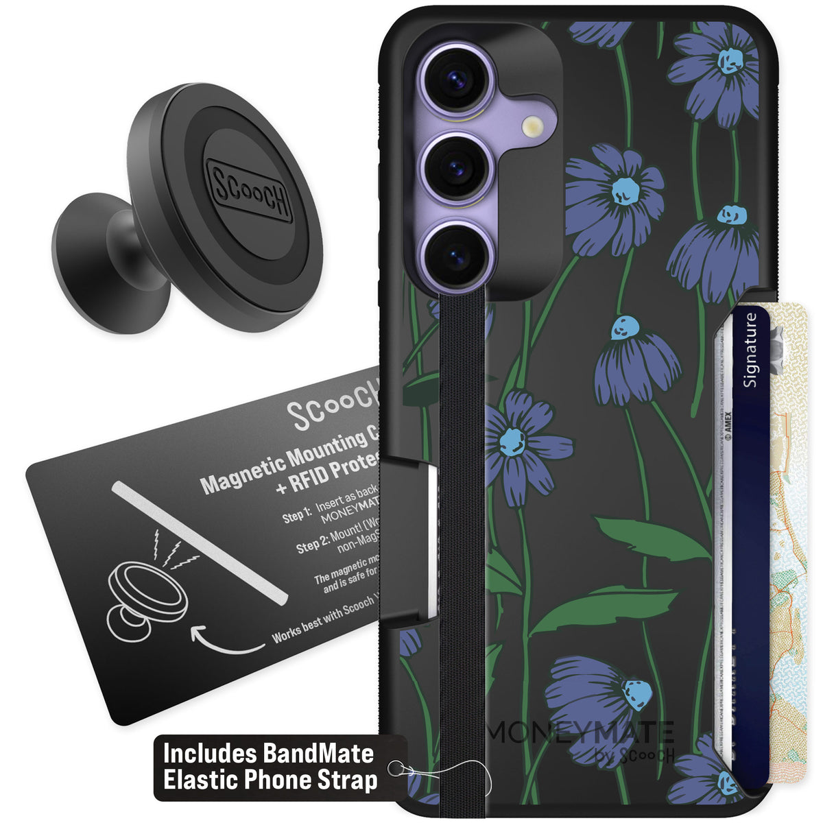 Scooch Moneymate Violet Daisy for Galaxy S25 — Starter Bundle