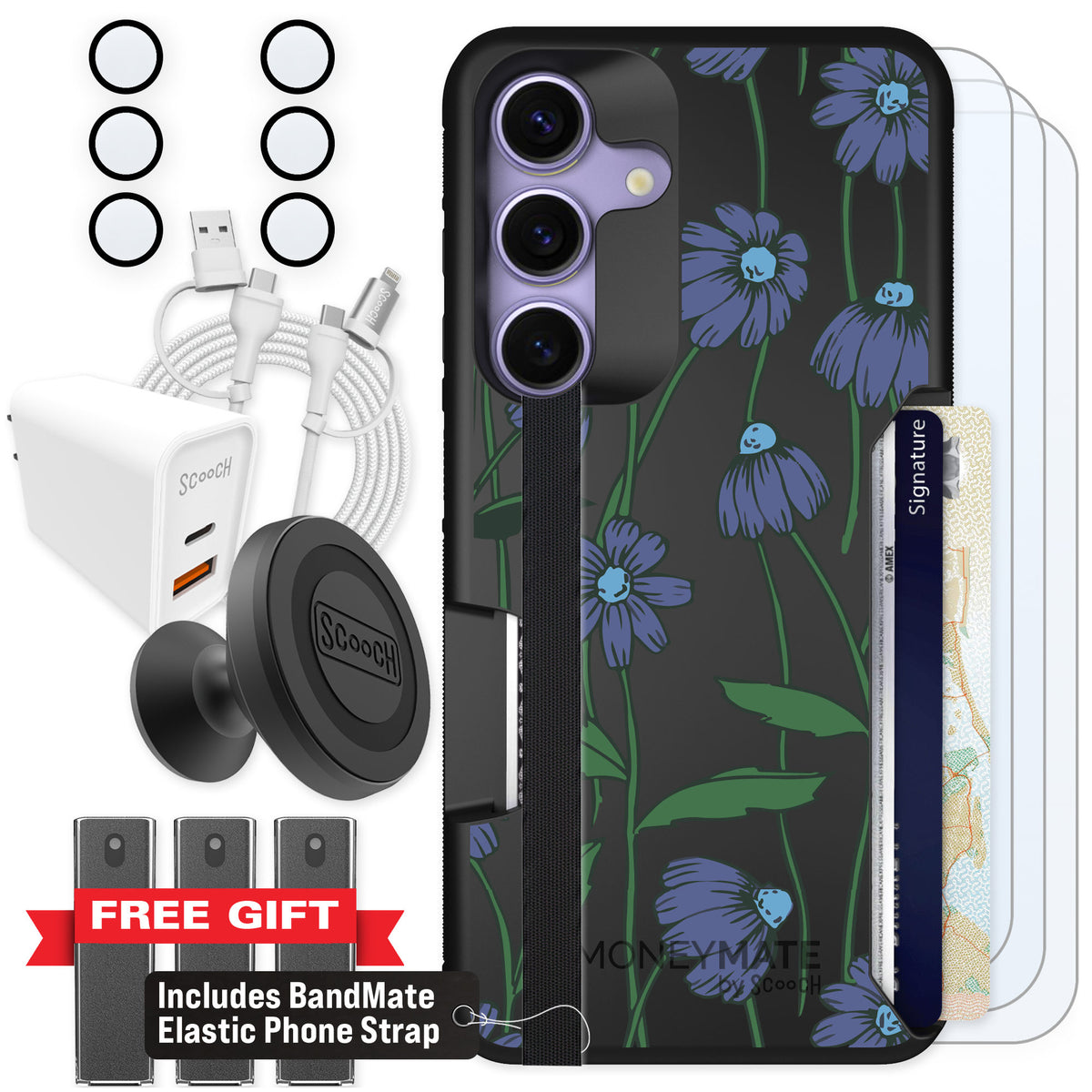 Scooch Moneymate Violet Daisy for Galaxy S25 — Ultimate Bundle