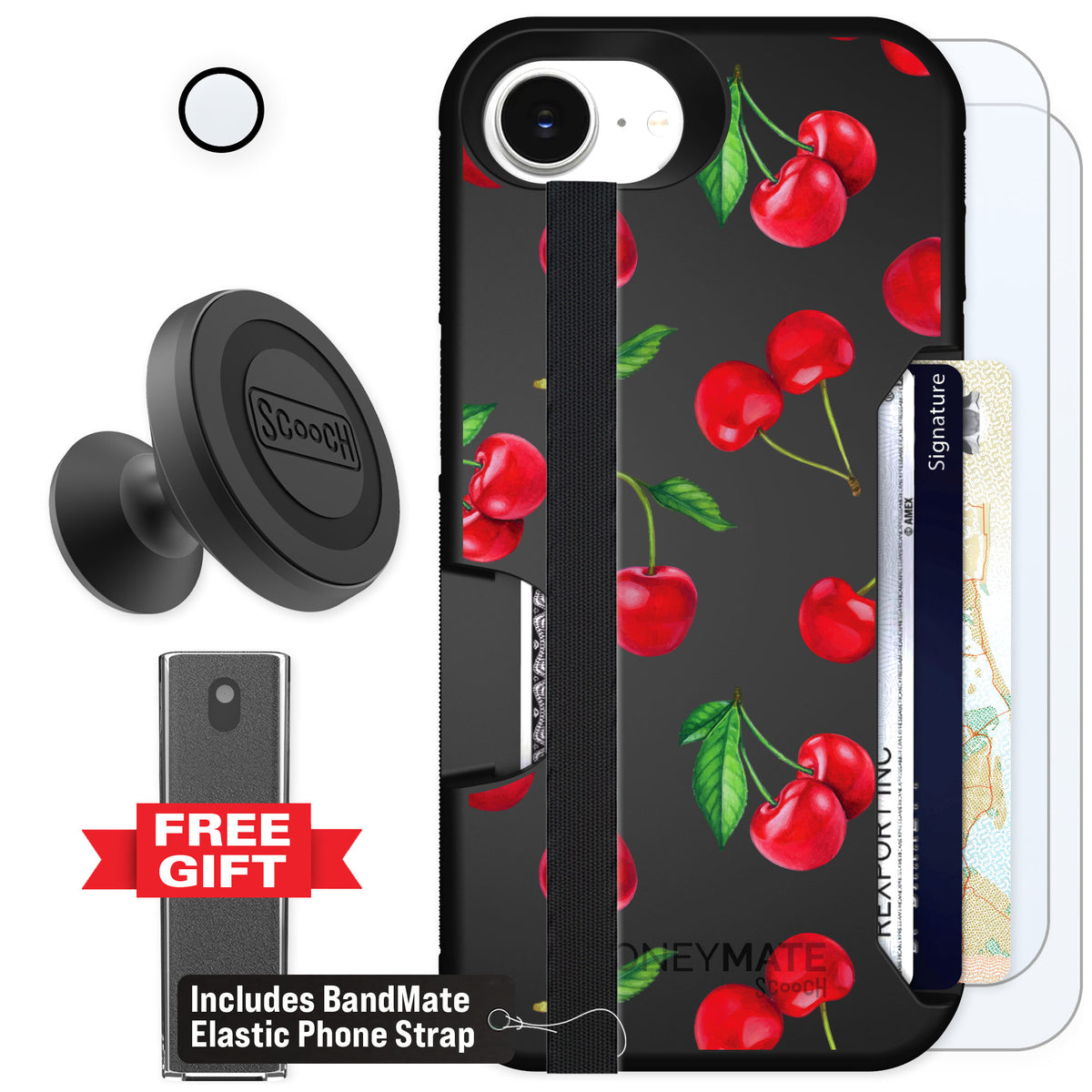 Scooch Moneymate Very Cherry for iPhone 17e — Defender Bundle