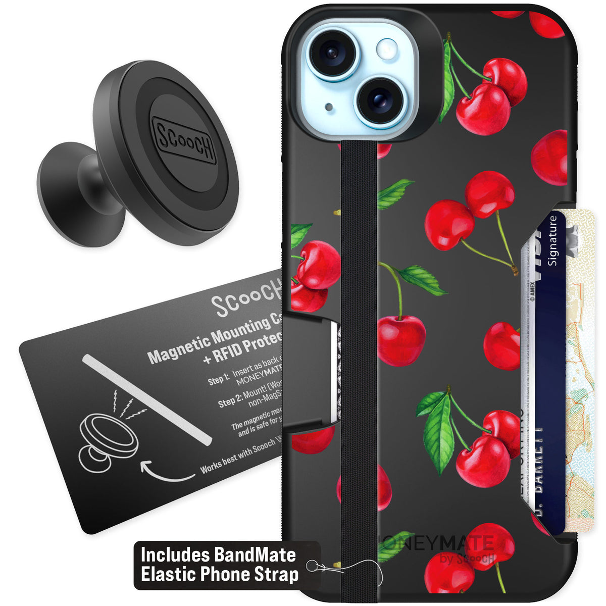 Scooch Moneymate Very Cherry for iPhone 14 Plus — Starter Bundle