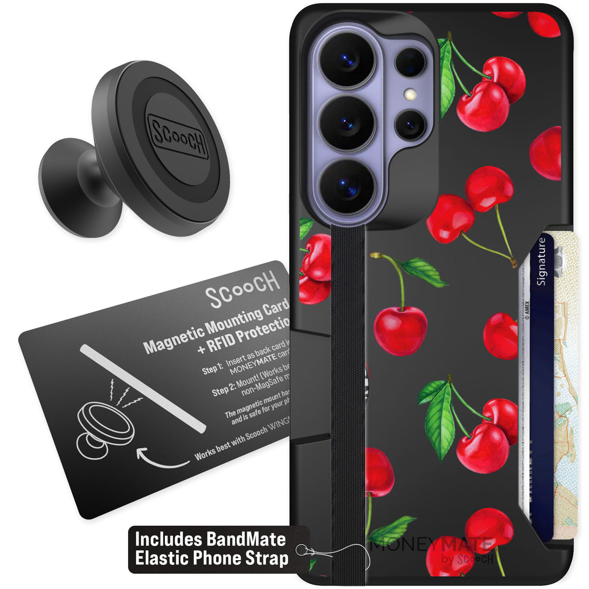 Scooch Moneymate Very Cherry for Galaxy S26 Ultra — Starter Bundle