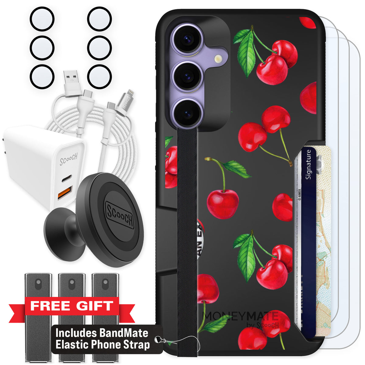 Scooch Moneymate Very Cherry for Galaxy S25+ — Ultimate Bundle