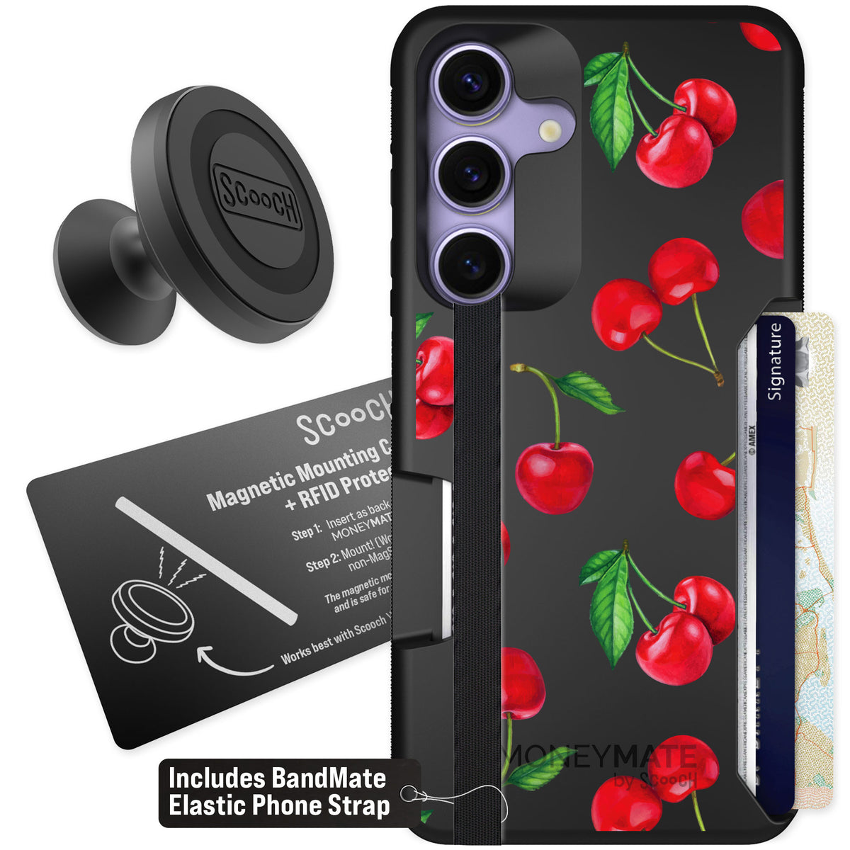 Scooch Moneymate Very Cherry for Galaxy S25 — Starter Bundle
