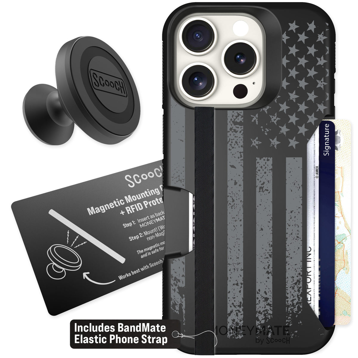 Scooch Moneymate Weathered Glory for iPhone 16 Pro — Starter Bundle