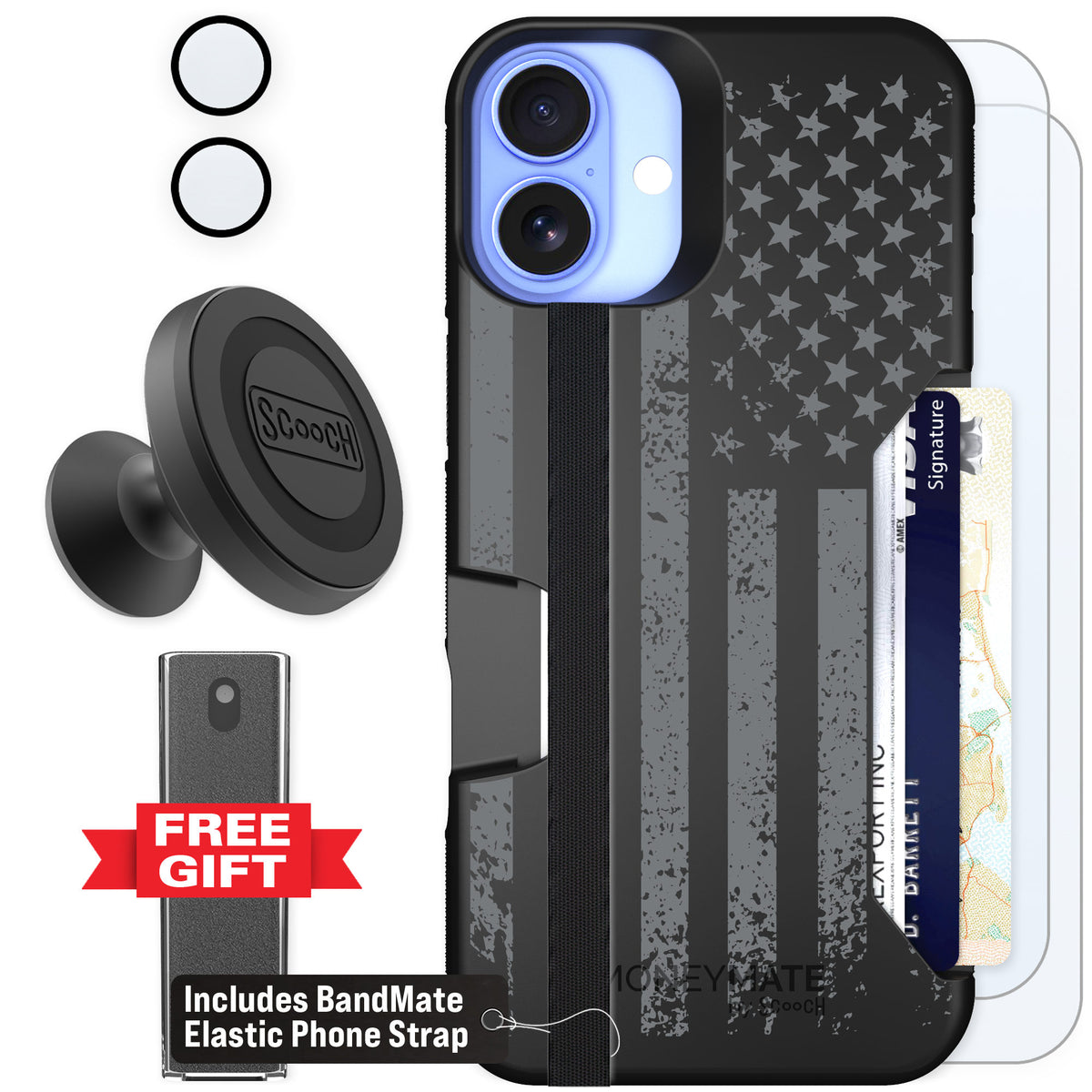 Scooch Moneymate Weathered Glory for iPhone 16 Plus — Defender Bundle