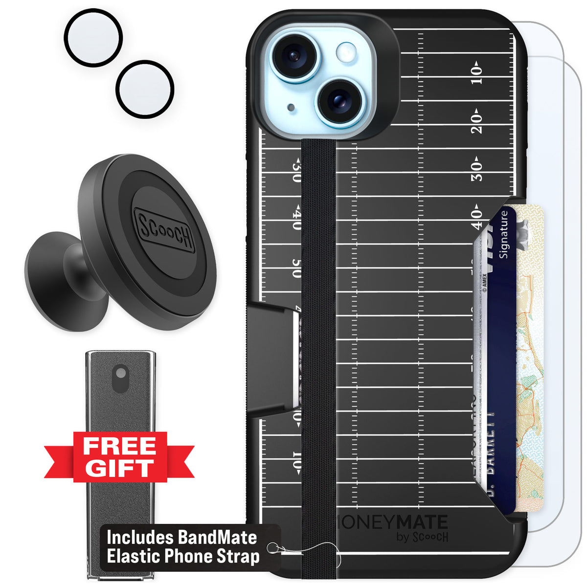 Scooch Moneymate Yard Lines for iPhone 15 Plus β Defender Bundle