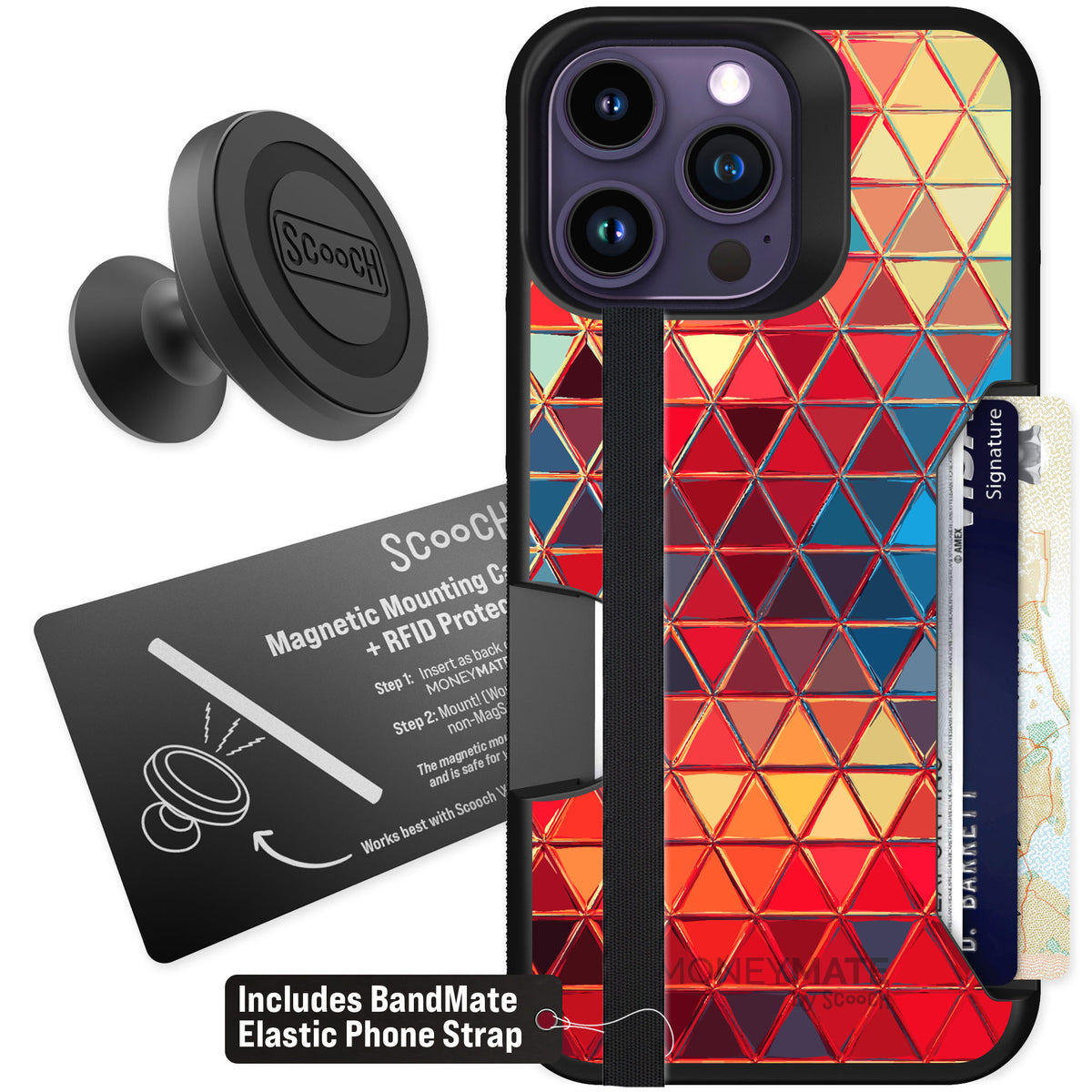 Scooch Moneymate Festive Glass for iPhone 14 Pro Max β Starter Bundle