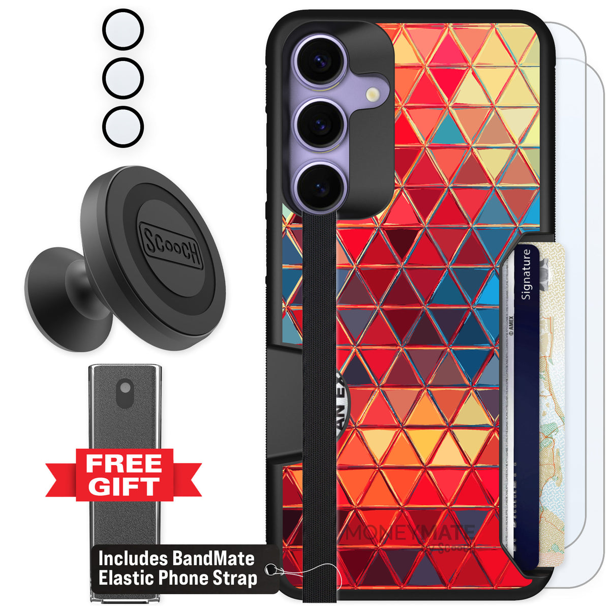 Scooch Moneymate Festive Glass for Galaxy S25+ β Defender Bundle