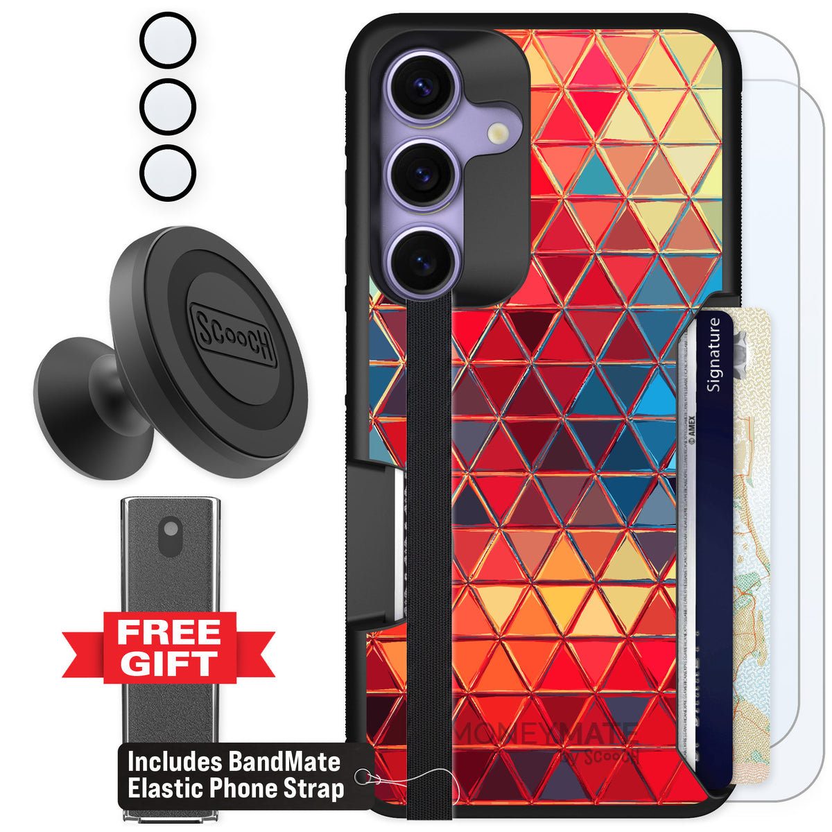 Scooch Moneymate Festive Glass for Galaxy S25 β Defender Bundle