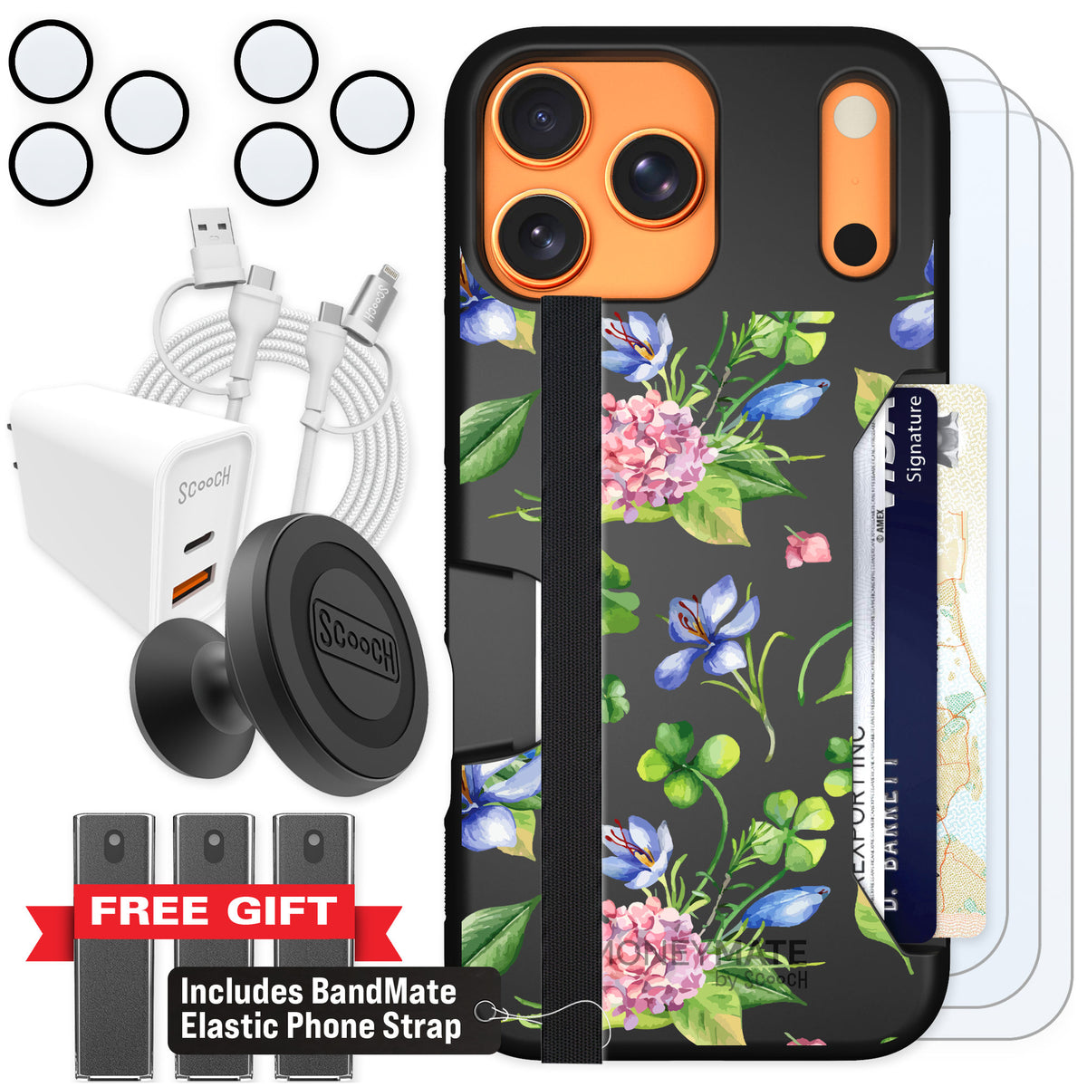 Scooch Moneymate Lucky Hydrangea for iPhone 17 Pro Max β Ultimate Bundle