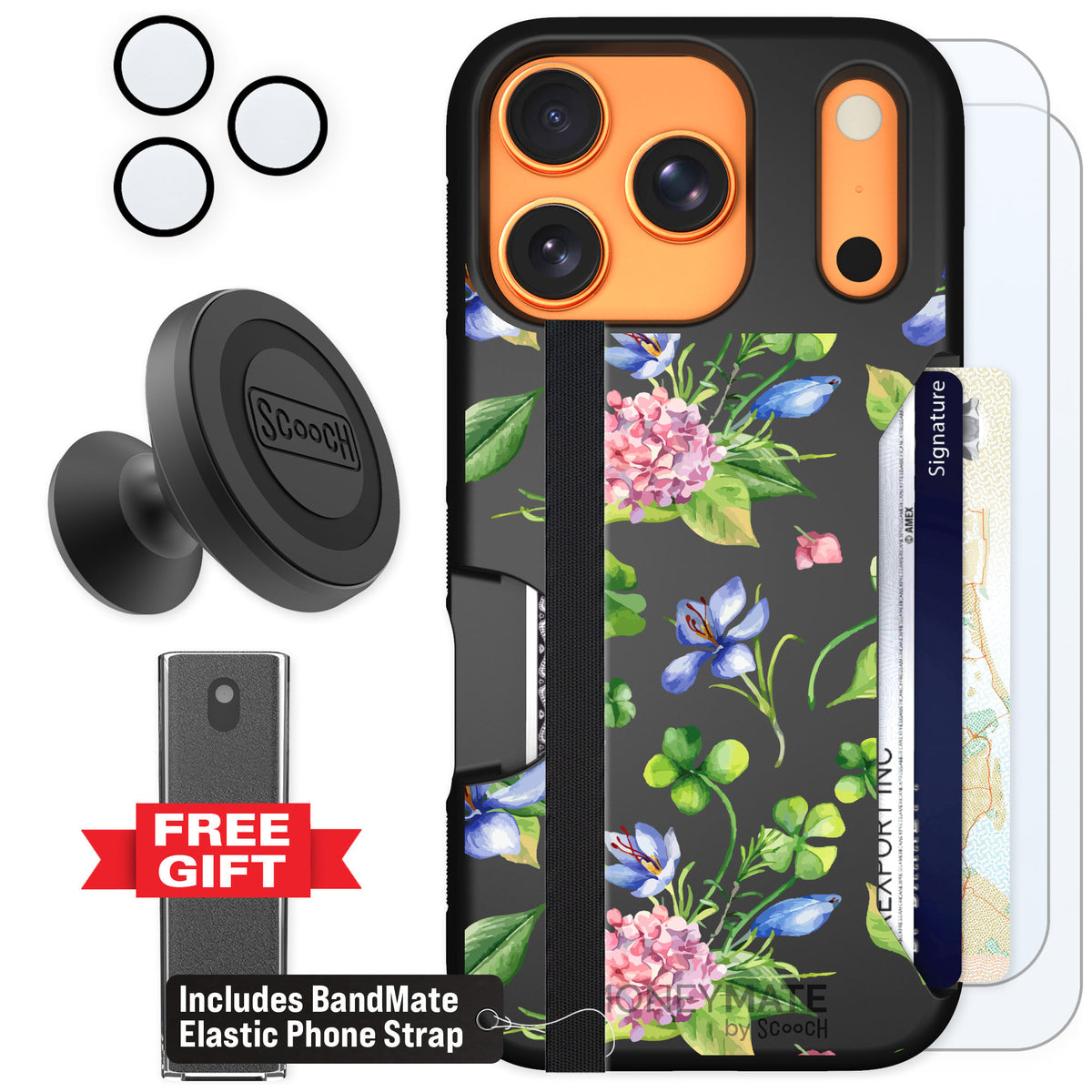 Scooch Moneymate Lucky Hydrangea for iPhone 17 Pro β Defender Bundle