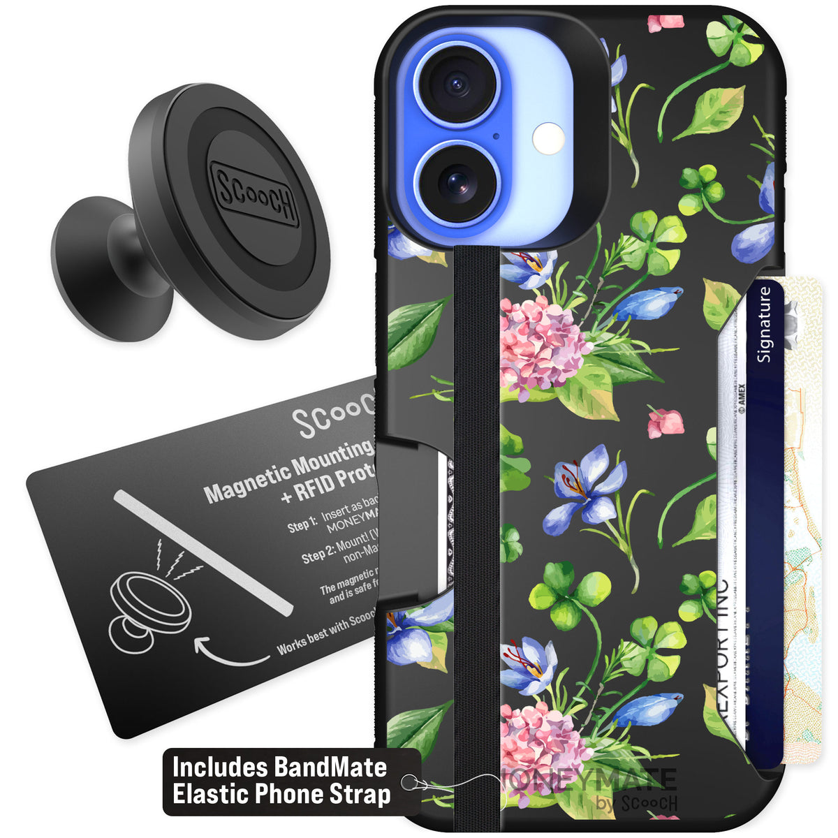 Scooch Moneymate Lucky Hydrangea for iPhone 16 β Starter Bundle