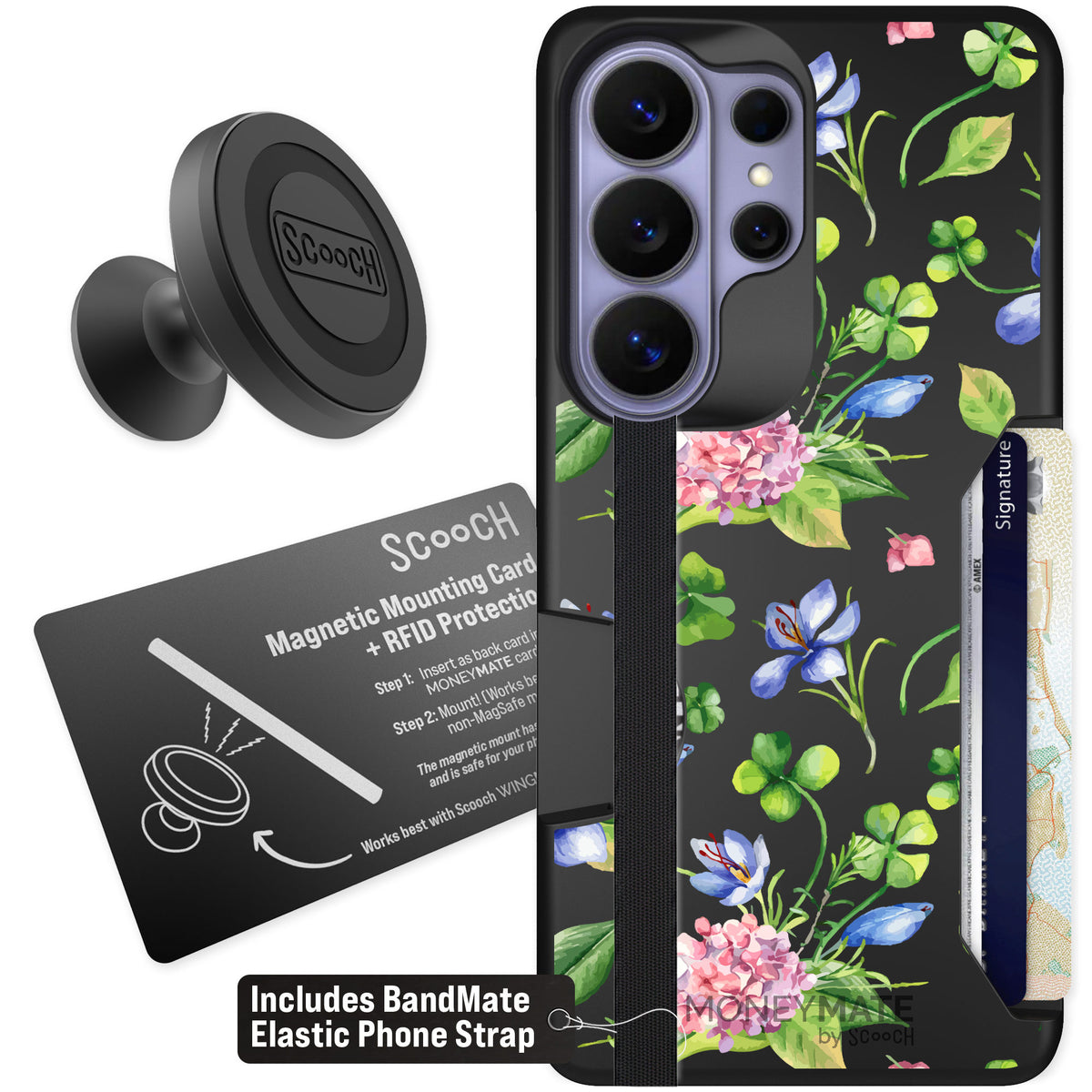 Scooch Moneymate Lucky Hydrangea for Galaxy S26 Ultra β Starter Bundle