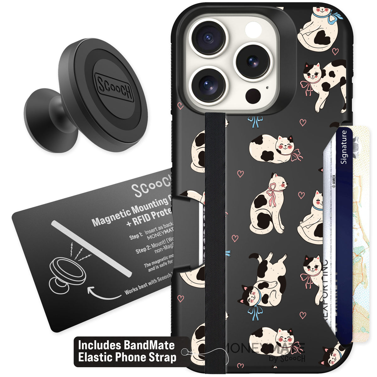 Scooch Moneymate Bow Kitties for iPhone 16 Pro β Starter Bundle