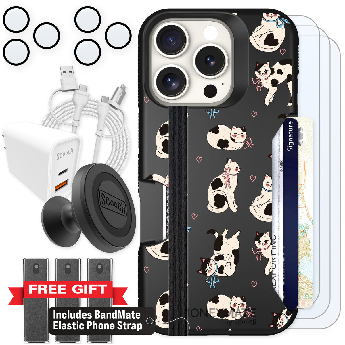 Scooch Moneymate Bow Kitties for iPhone 16 Pro β Ultimate Bundle