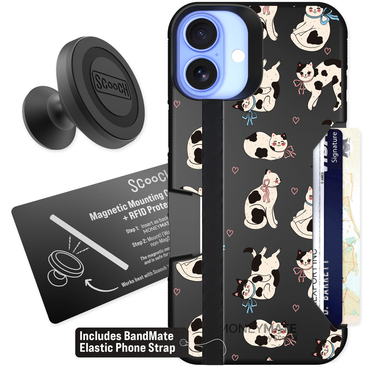 Scooch Moneymate Bow Kitties for iPhone 16 Plus β Starter Bundle