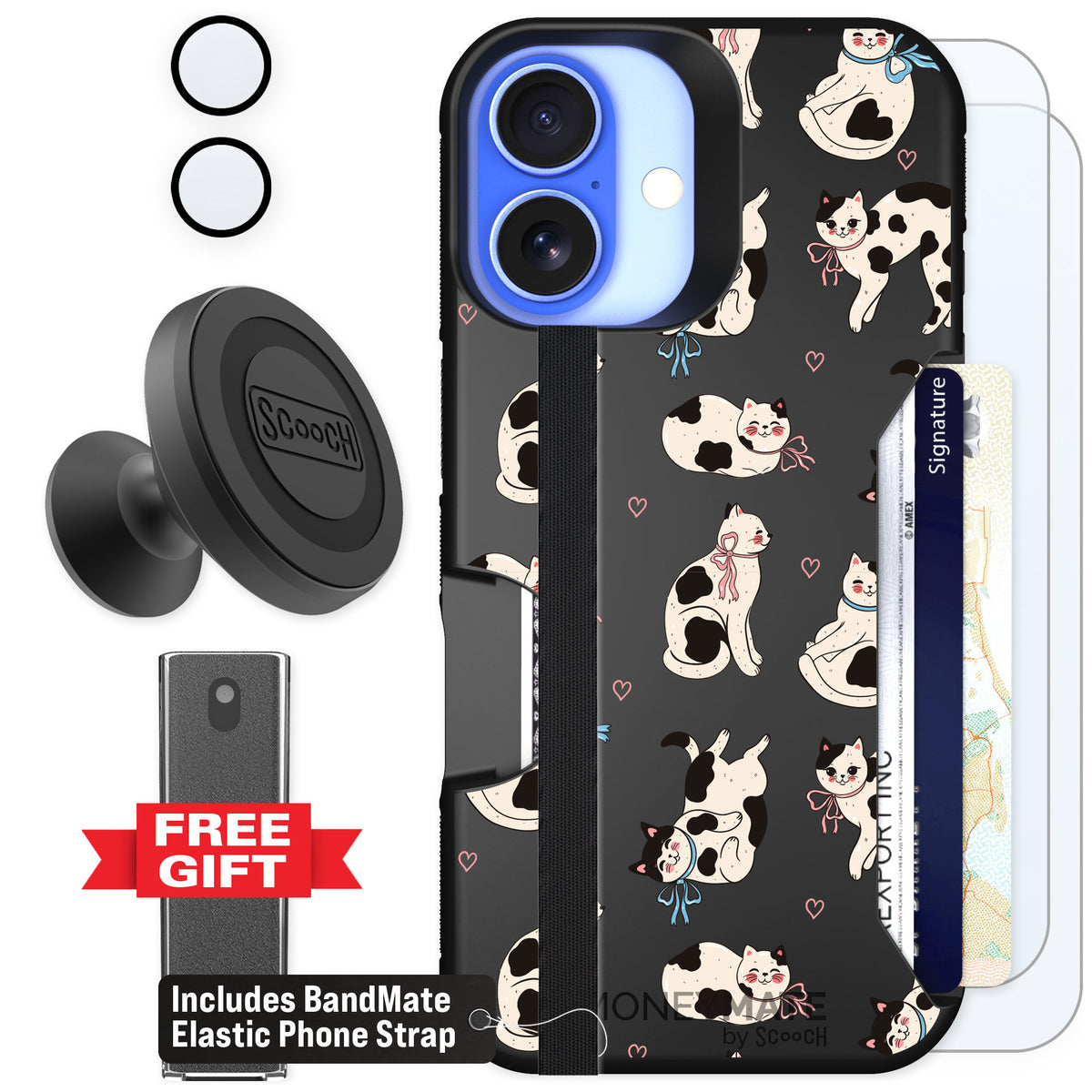 Scooch Moneymate Bow Kitties for iPhone 16 β Defender Bundle