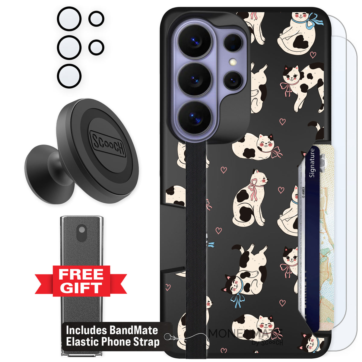 Scooch Moneymate Bow Kitties for Galaxy S26 Ultra β Defender Bundle