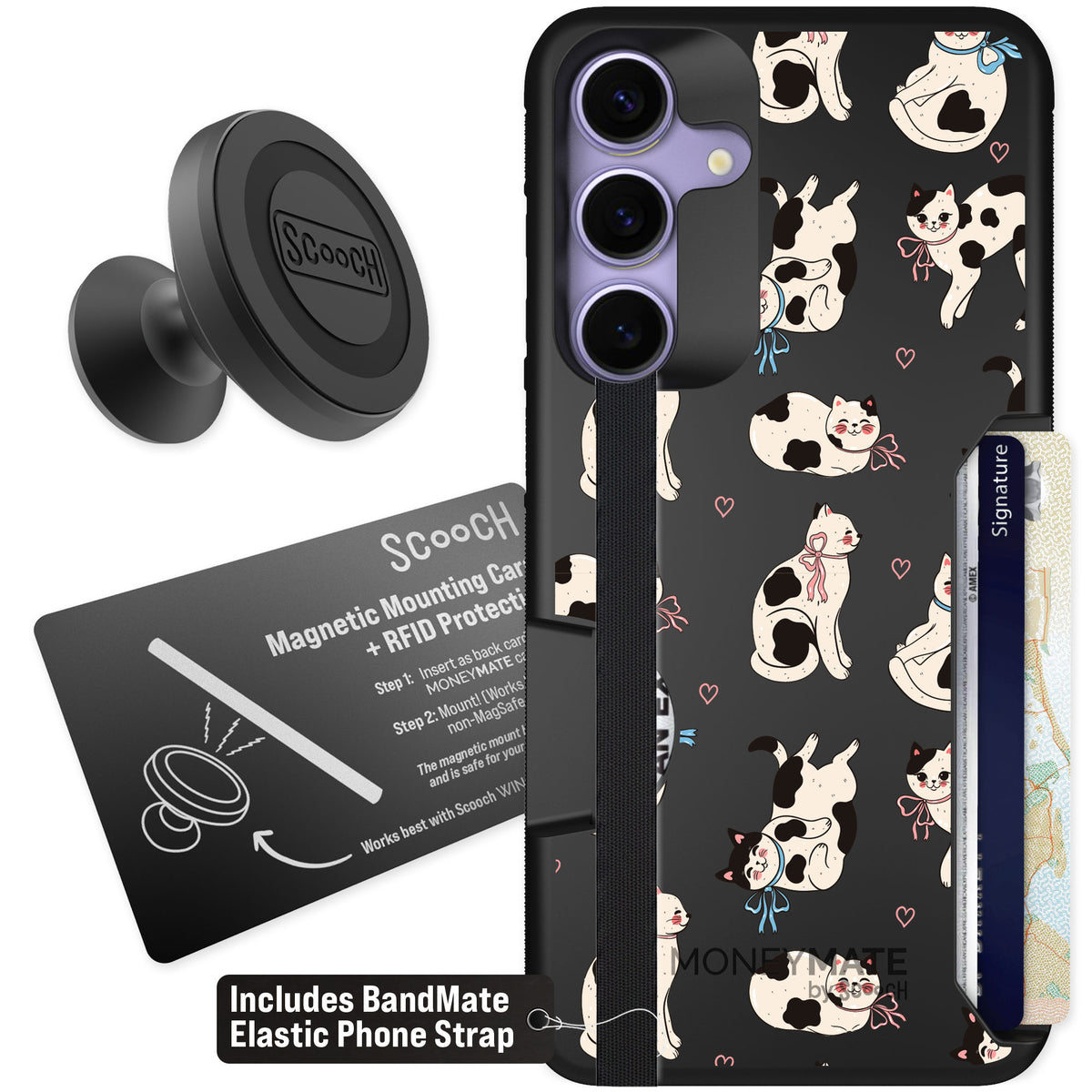 Scooch Moneymate Bow Kitties for Galaxy S25+ β Starter Bundle