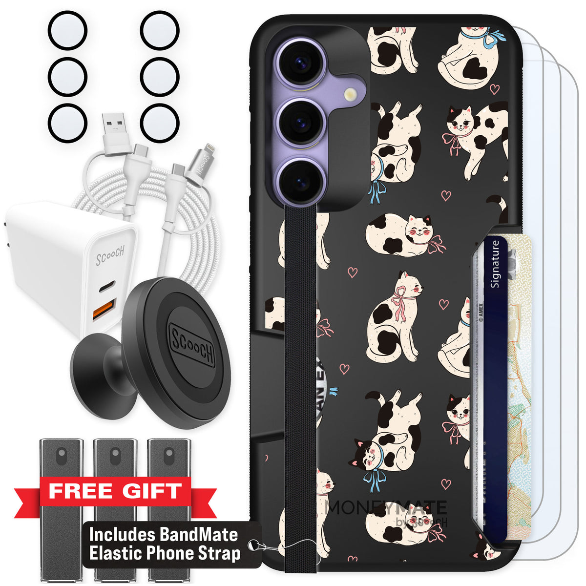Scooch Moneymate Bow Kitties for Galaxy S25+ β Ultimate Bundle