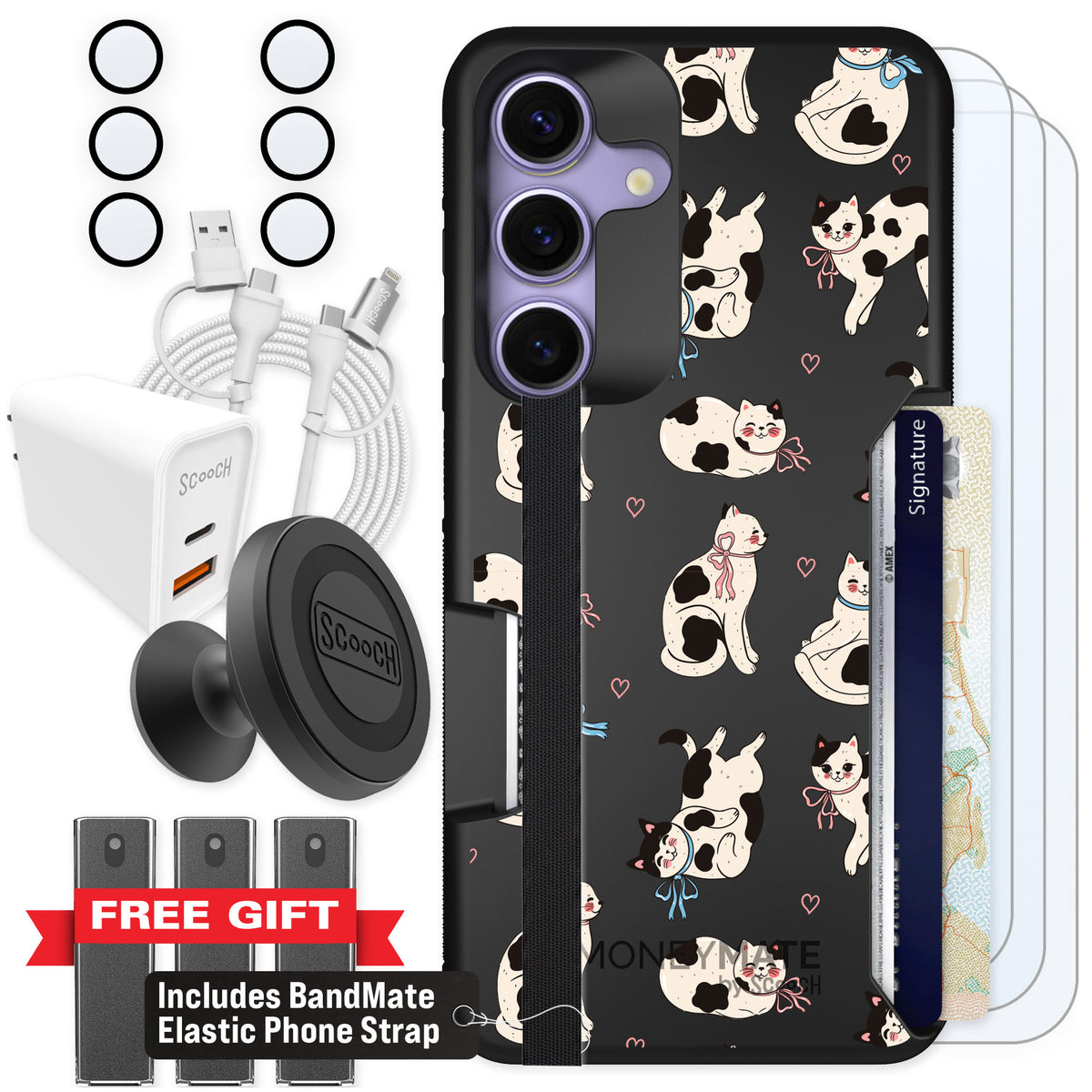 Scooch Moneymate Bow Kitties for Galaxy S25 β Ultimate Bundle