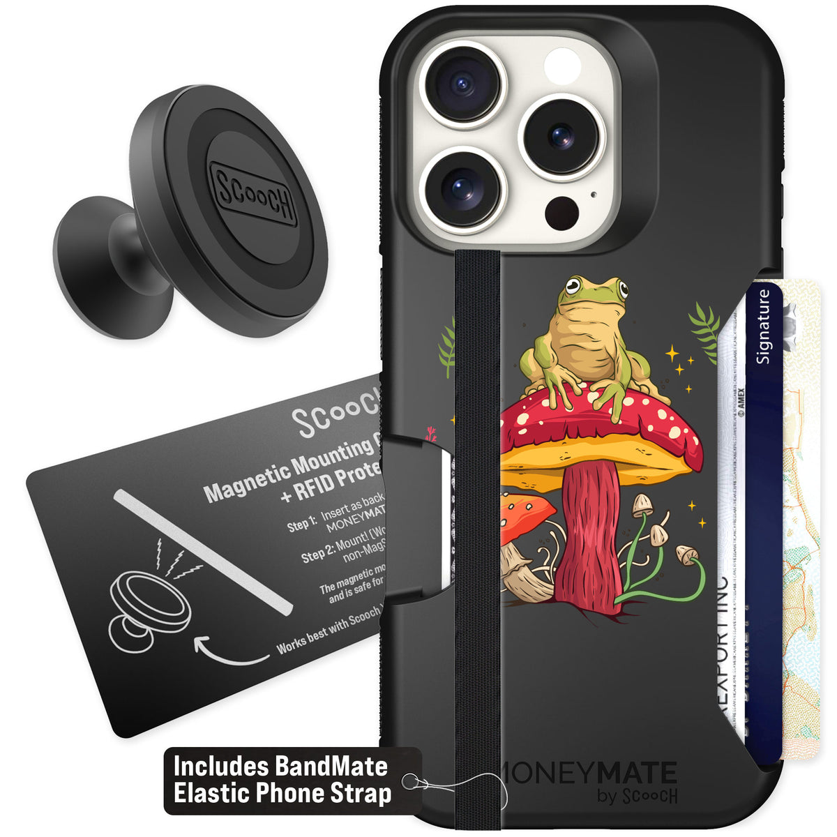 Scooch Moneymate Toadstool Frog for iPhone 16 Pro β Starter Bundle