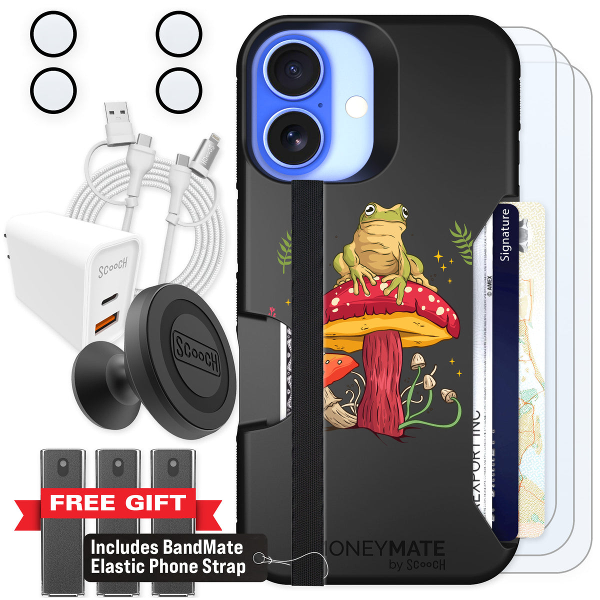 Scooch Moneymate Toadstool Frog for iPhone 16 β Ultimate Bundle