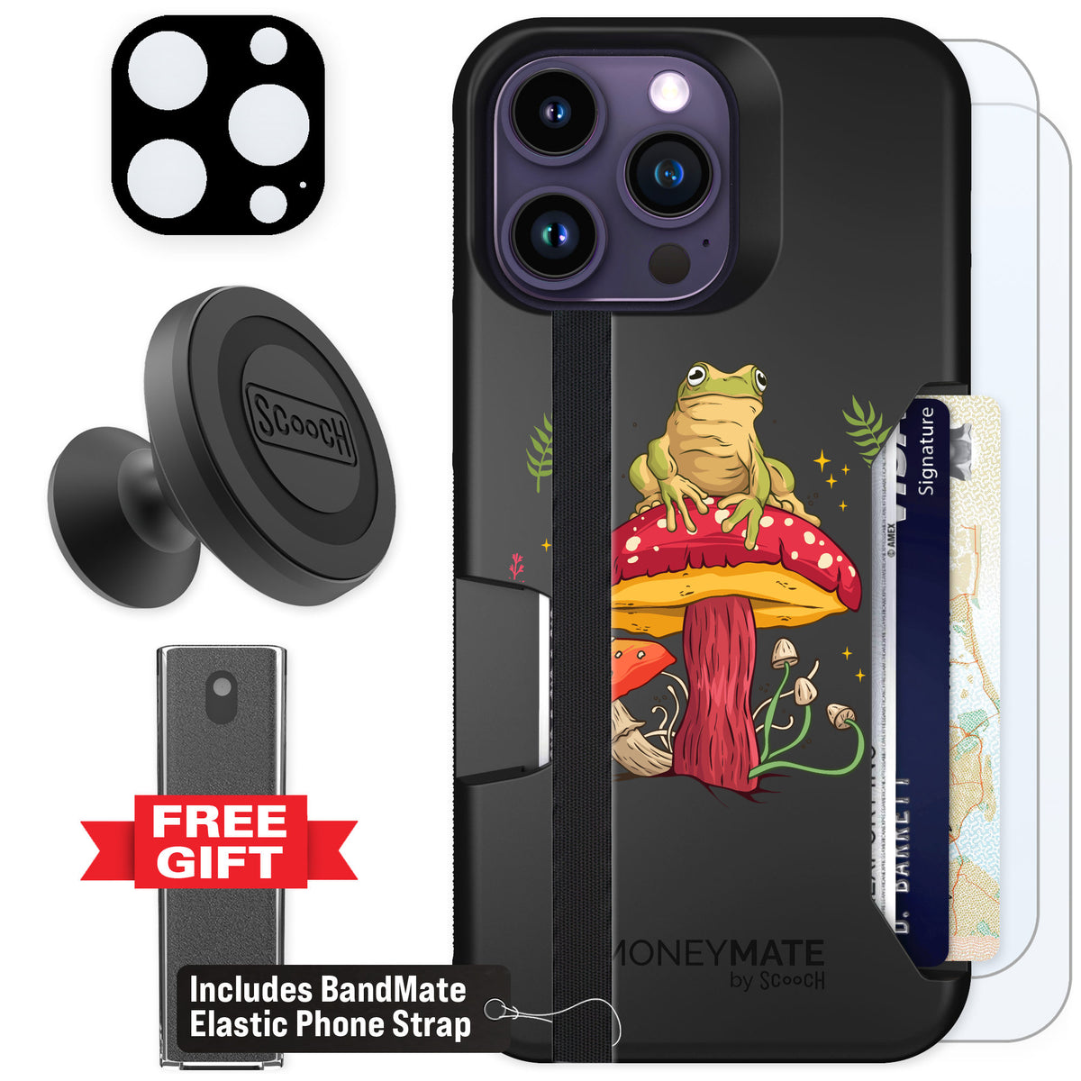 Scooch Moneymate Toadstool Frog for iPhone 14 Pro Max β Defender Bundle