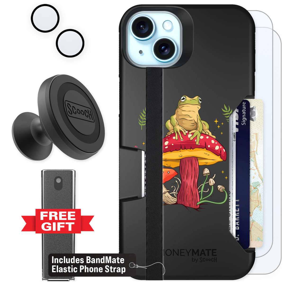 Scooch Moneymate Toadstool Frog for iPhone 14 Plus β Defender Bundle