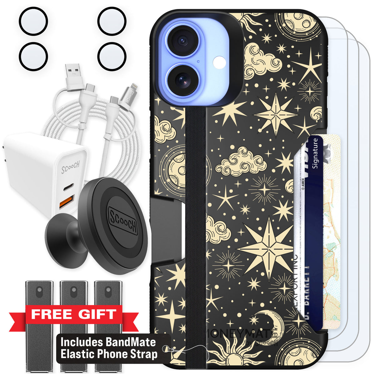 Scooch Moneymate Celestial Sleep for iPhone 16 Plus — Ultimate Bundle